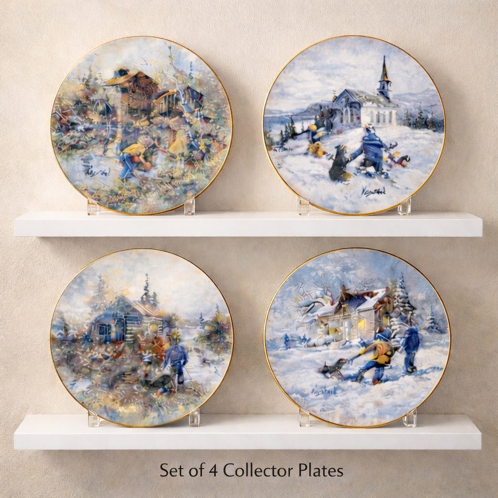 Complete set of 4 Keirstead Collector LARGE Plates Early Memories!